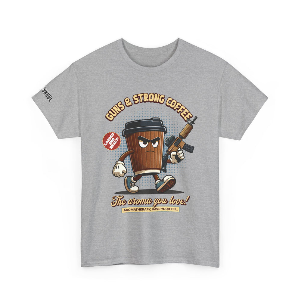 GUNS AND STRONG COFFEE T SHIRT