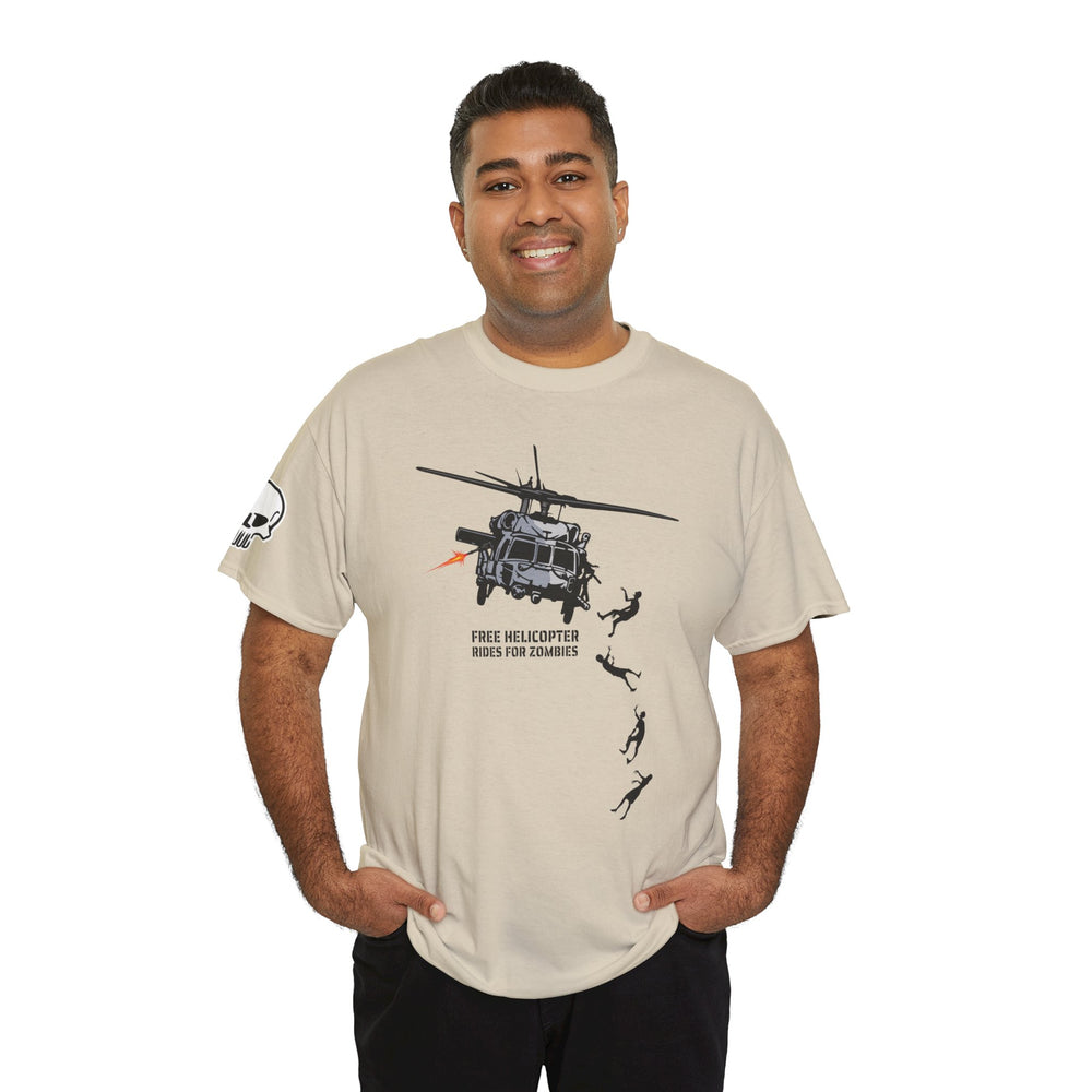 FREE HELICOPTER RIDES FOR ZOMBIES T SHIRT