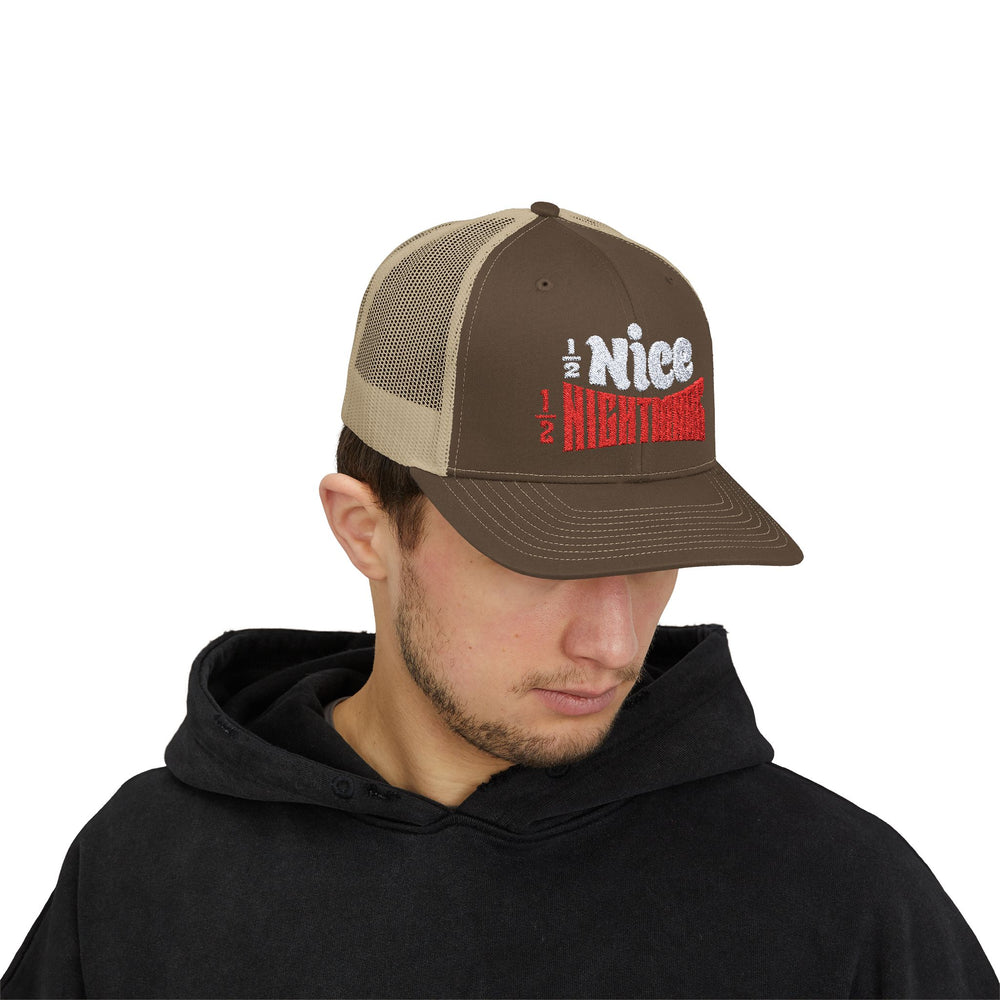 HALF NICE HALF NIGHTMARE TRUCKER HAT