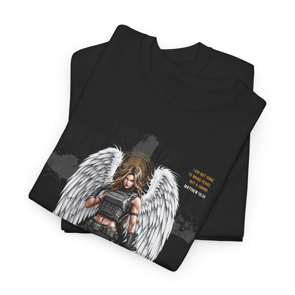 FEMALE ARCHANGEL MATTHEW 10:34 T SHIRT