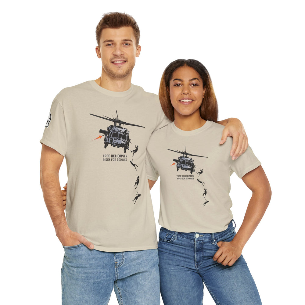 FREE HELICOPTER RIDES FOR ZOMBIES T SHIRT