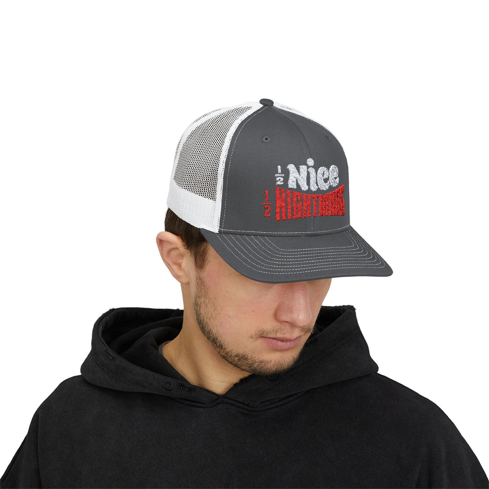 HALF NICE HALF NIGHTMARE TRUCKER HAT