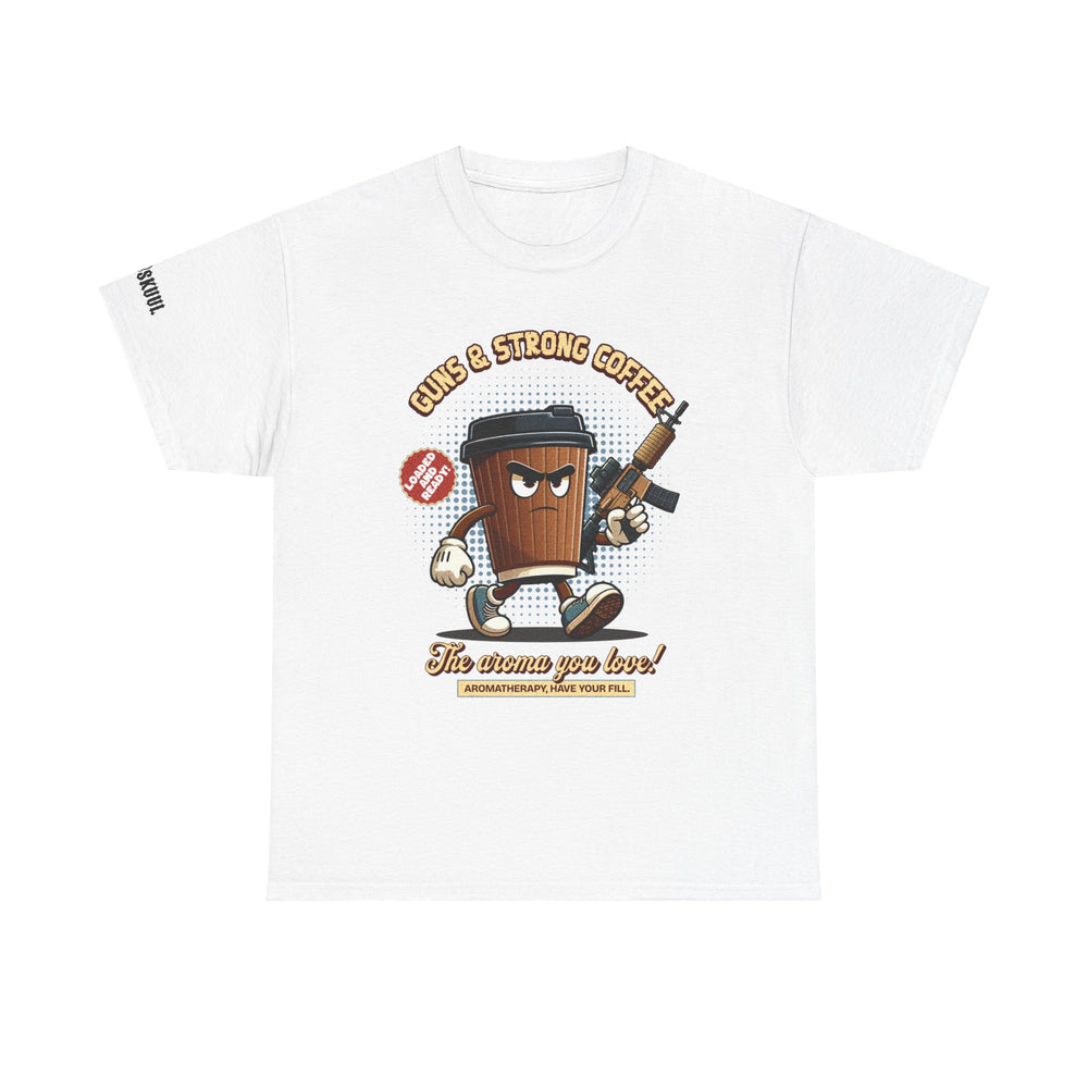 GUNS AND STRONG COFFEE T SHIRT