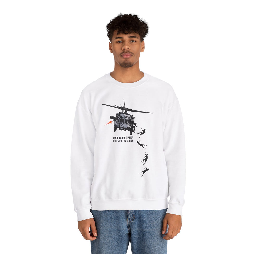 FREE HELICOPTER RIDES FOR ZOMBIES SWEATSHIRT