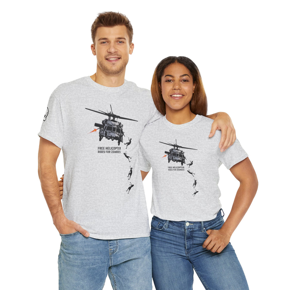 FREE HELICOPTER RIDES FOR ZOMBIES T SHIRT