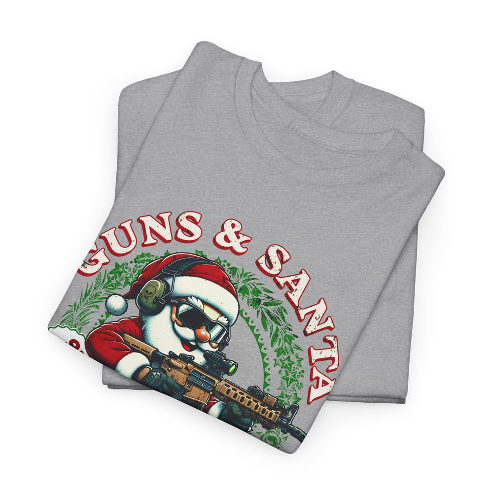 GUNS AND SANTA T SHIRT