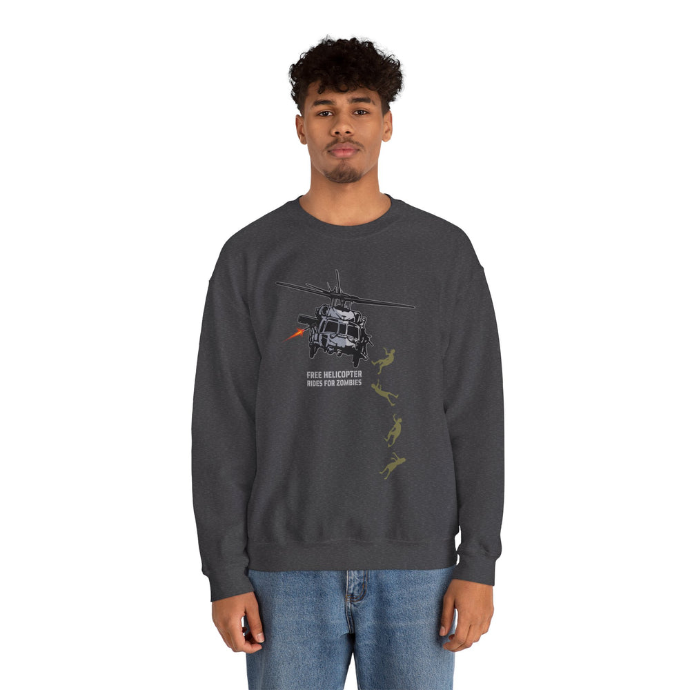 FREE HELICOPTER RIDES FOR ZOMBIES SWEATSHIRT