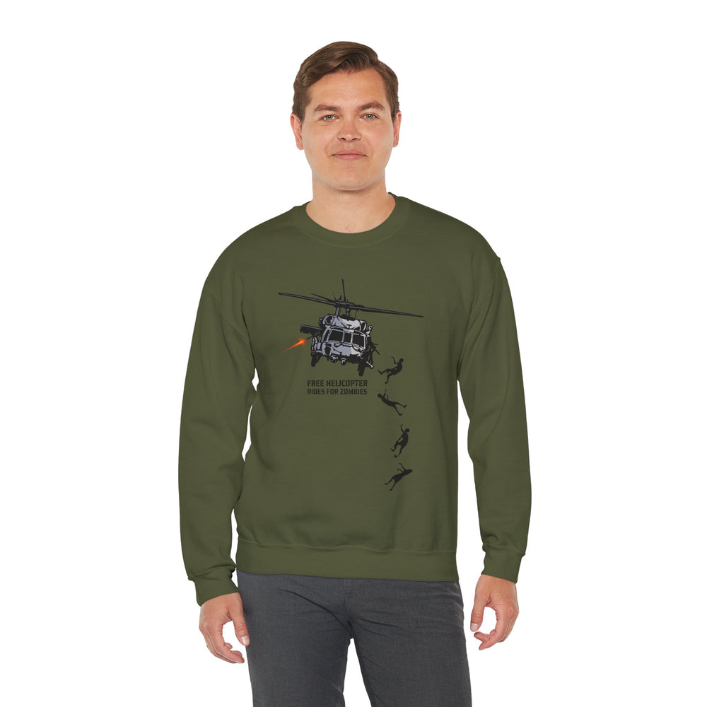 FREE HELICOPTER RIDES FOR ZOMBIES SWEATSHIRT