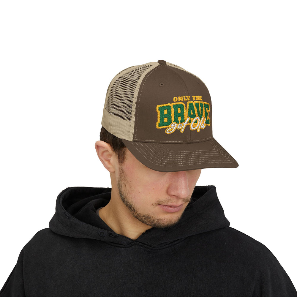 ONLY THE BRAVE GROW OLD SNAP TRUCKER HAT