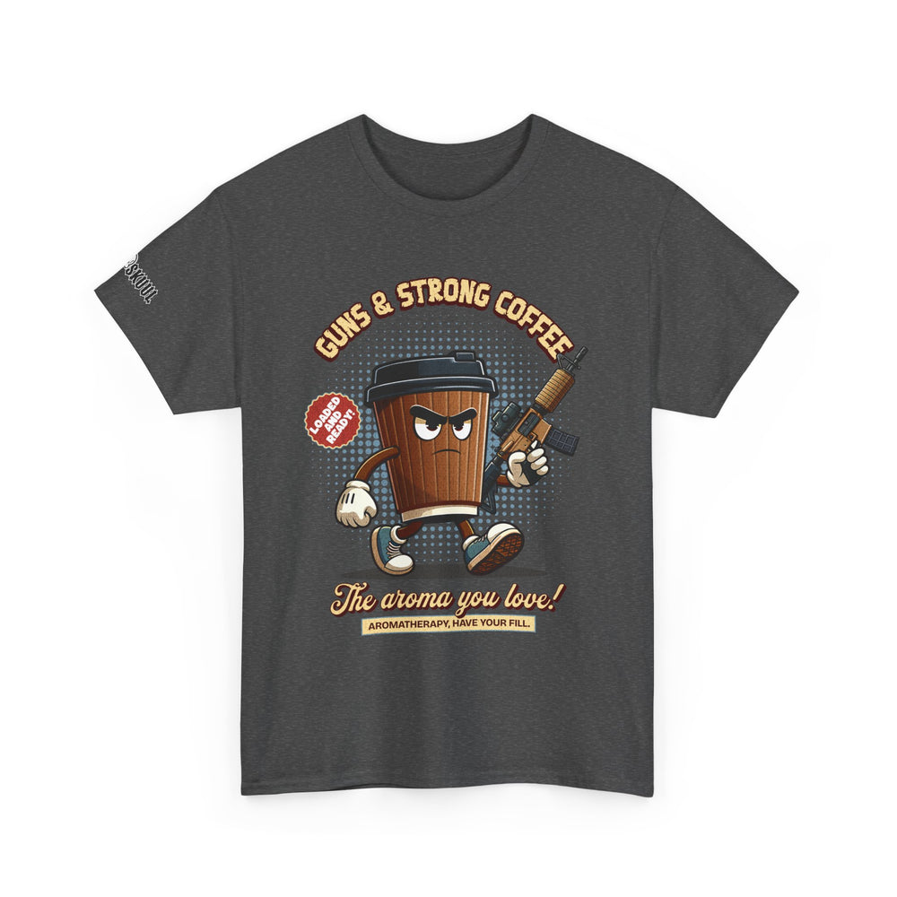 GUNS AND STRONG COFFEE T SHIRT