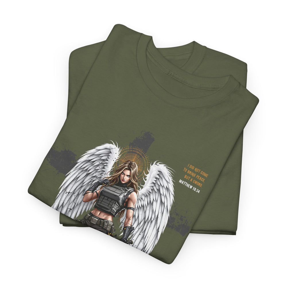 FEMALE ARCHANGEL MATTHEW 10:34 T SHIRT