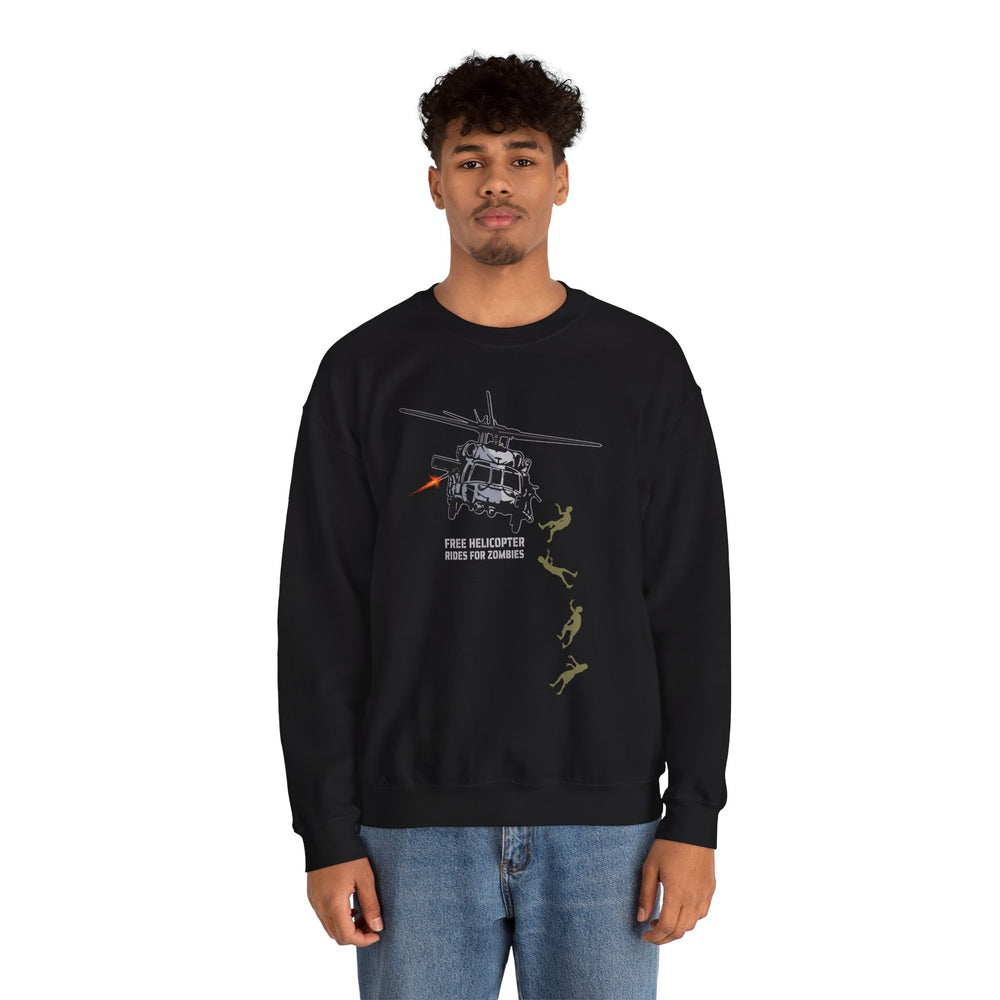 FREE HELICOPTER RIDES FOR ZOMBIES SWEATSHIRT