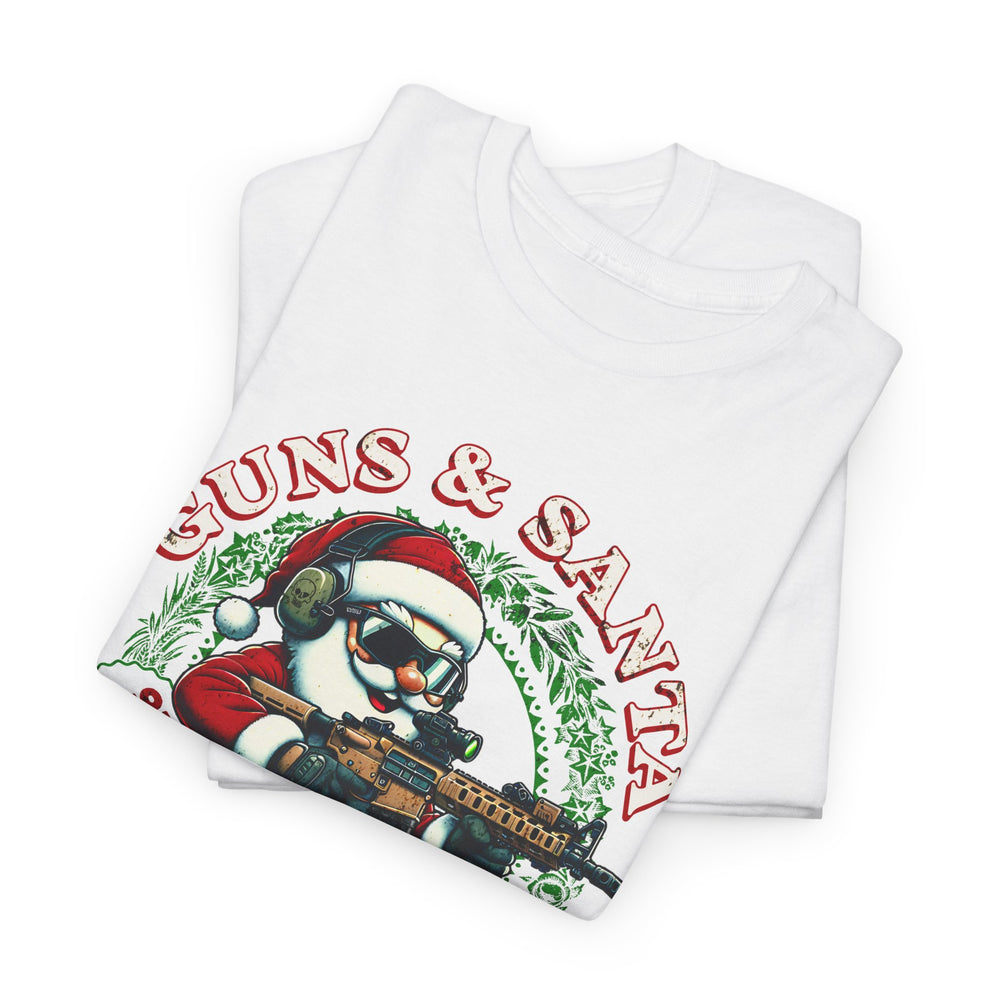 GUNS AND SANTA T SHIRT