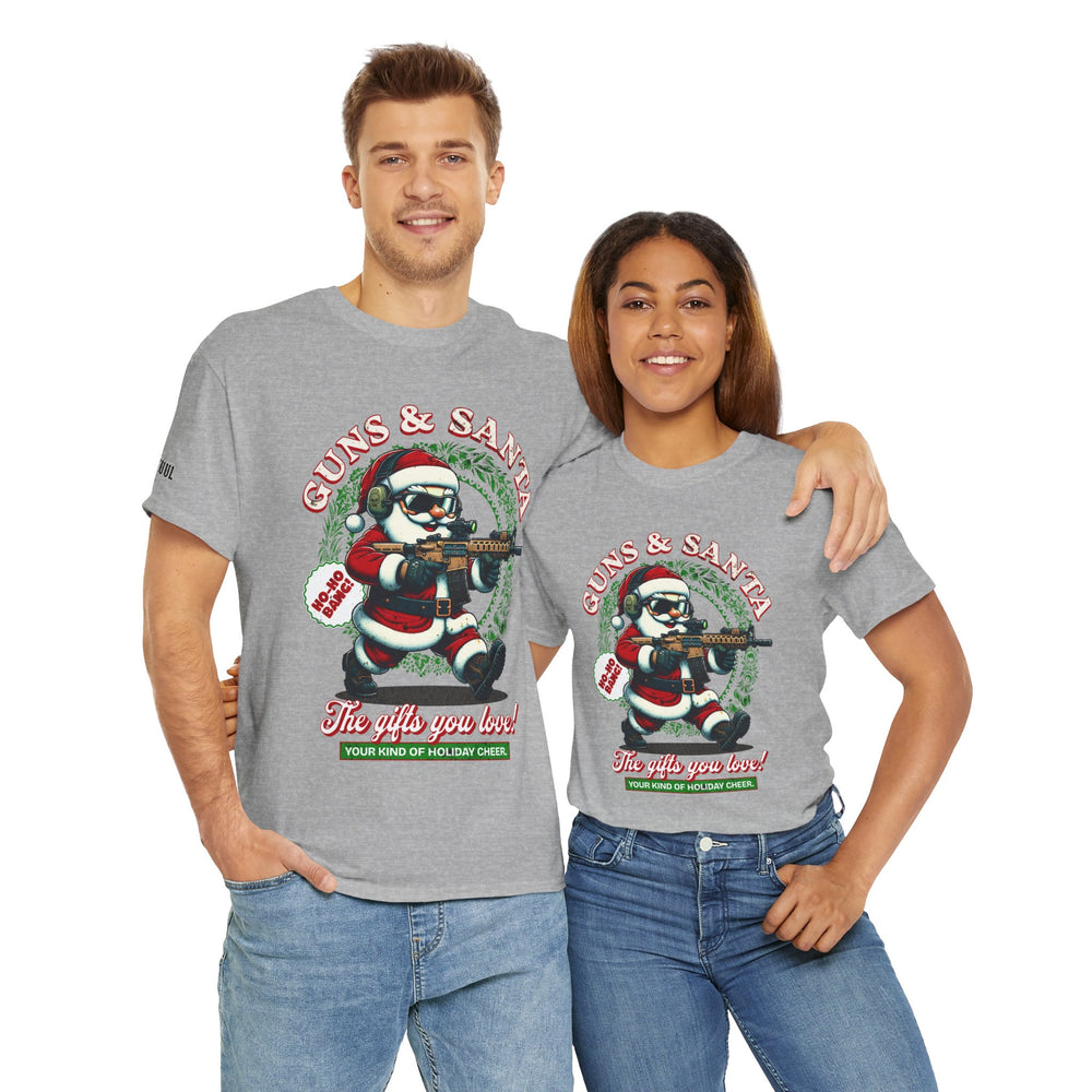 GUNS AND SANTA T SHIRT