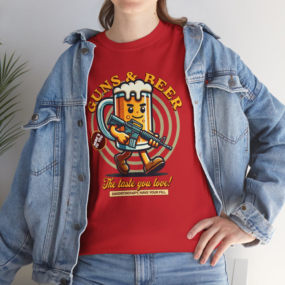 GUNS AND BEER VINTAGE T SHIRT