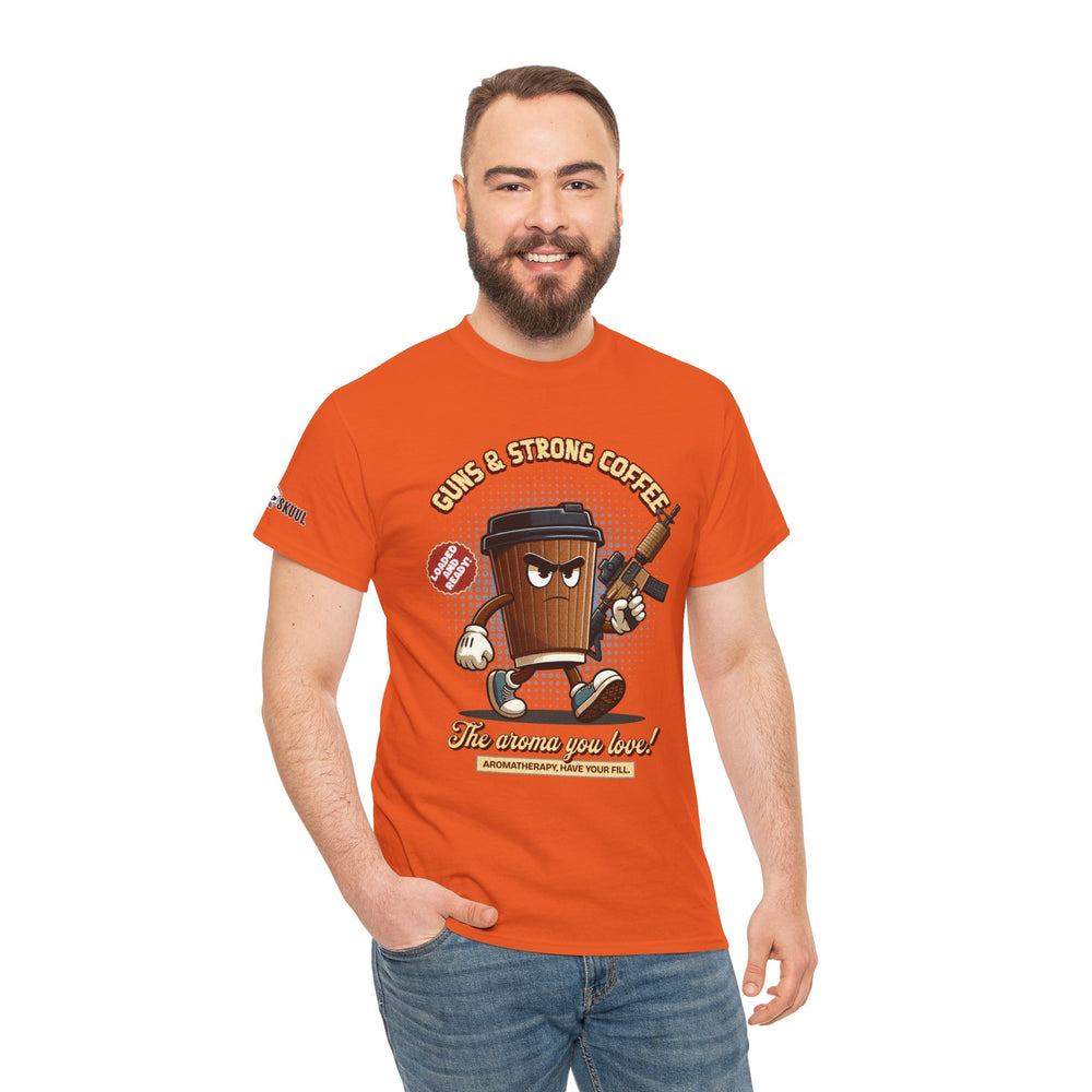 GUNS AND STRONG COFFEE T SHIRT