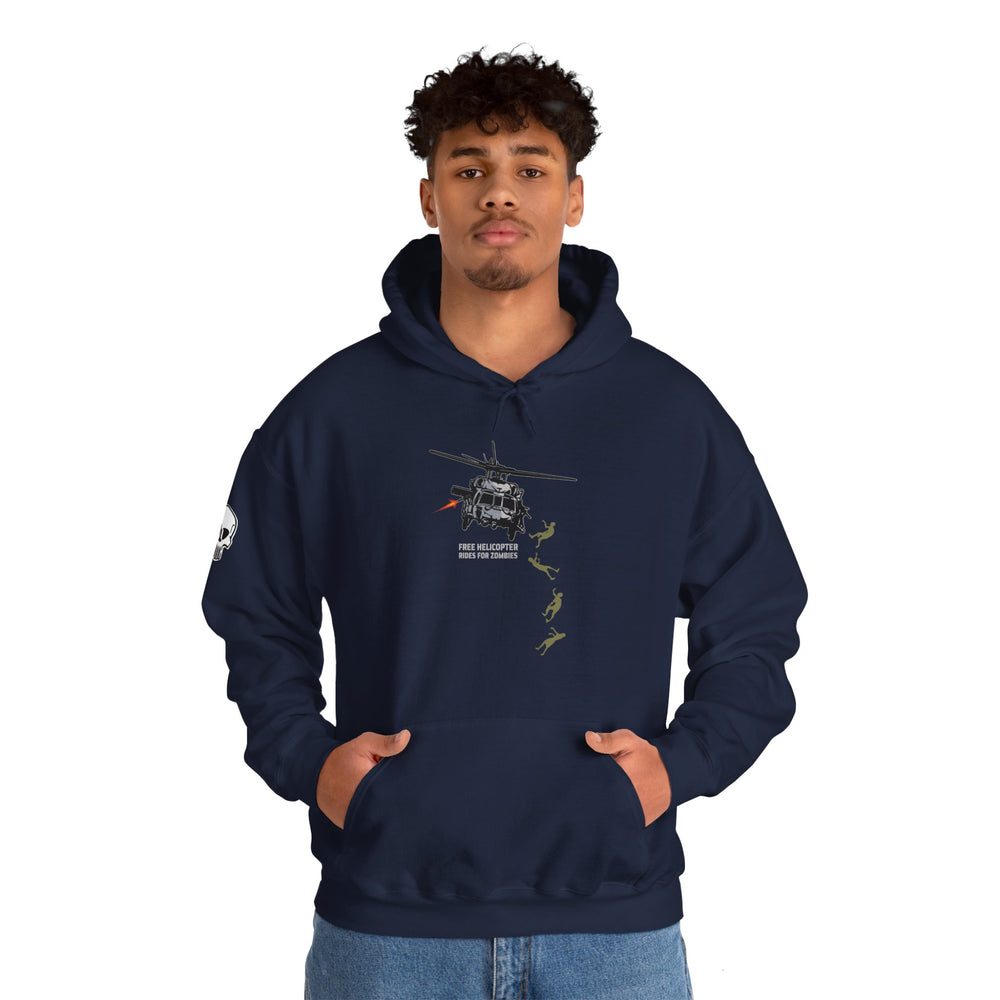 FREE HELICOPTER RIDES FOR ZOMBIES HOODIE