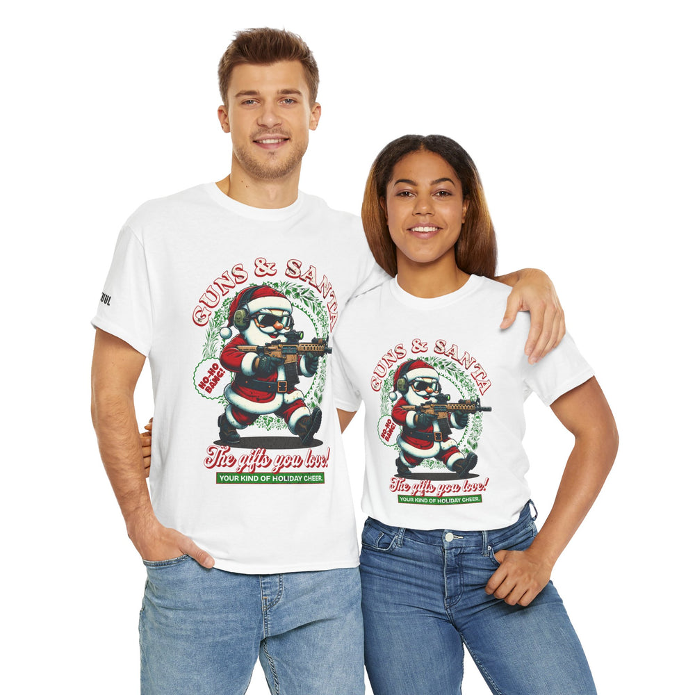 GUNS AND SANTA T SHIRT