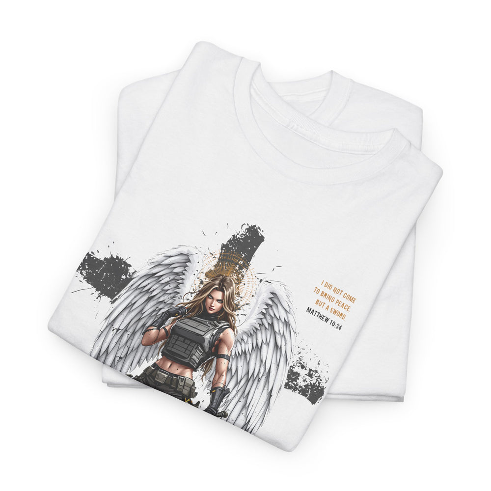 FEMALE ARCHANGEL MATTHEW 10:34 T SHIRT