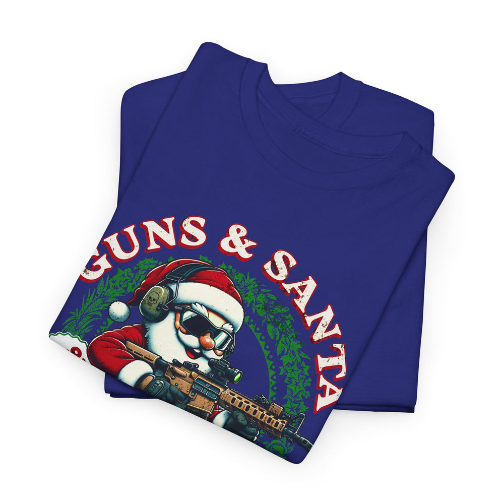 GUNS AND SANTA T SHIRT