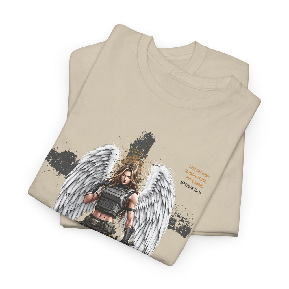 FEMALE ARCHANGEL MATTHEW 10:34 T SHIRT