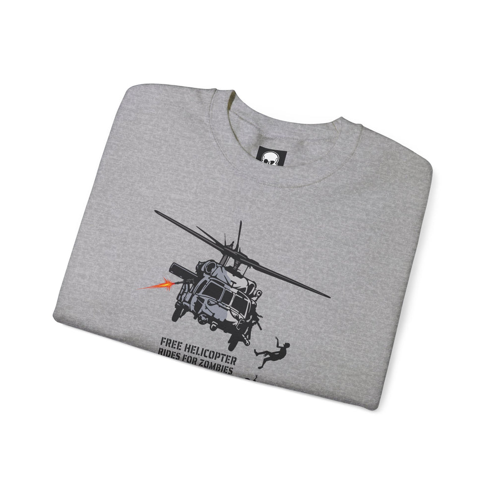 FREE HELICOPTER RIDES FOR ZOMBIES SWEATSHIRT