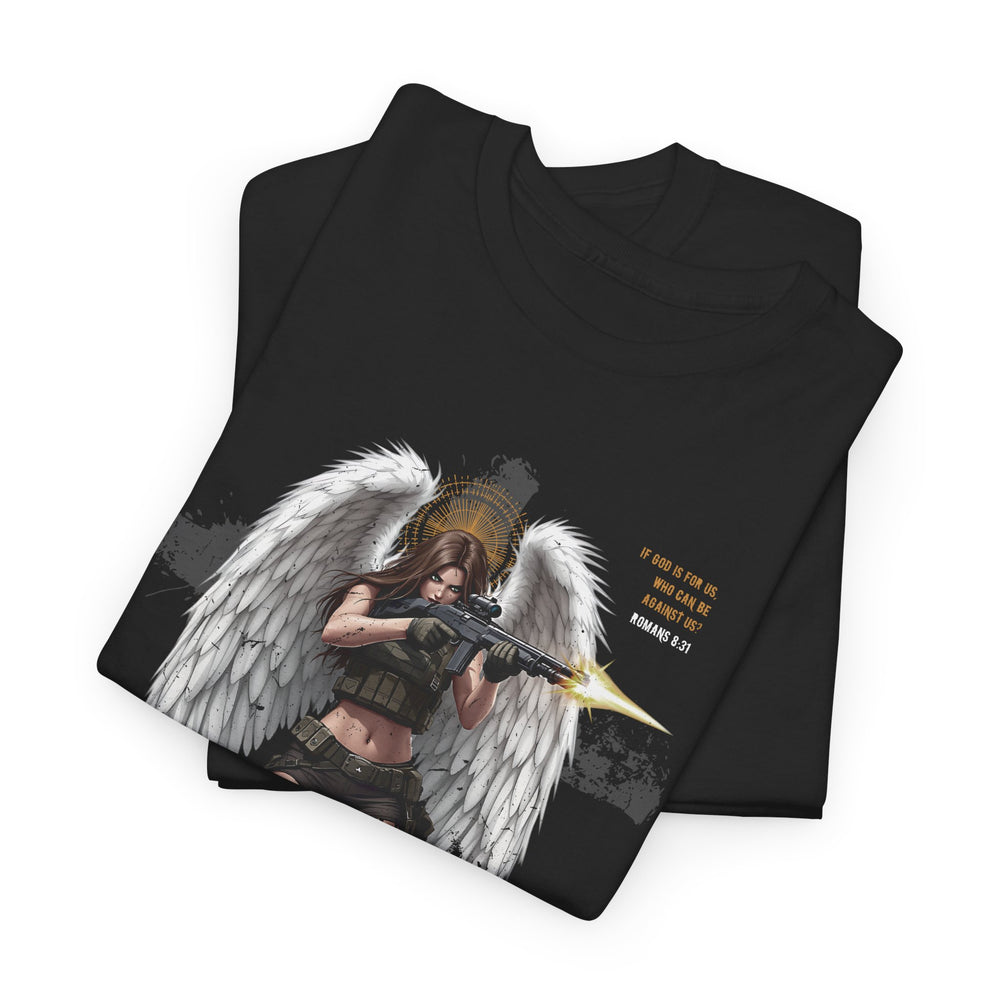 FEMALE ARCHANGEL ROMANS 8:31 T SHIRT