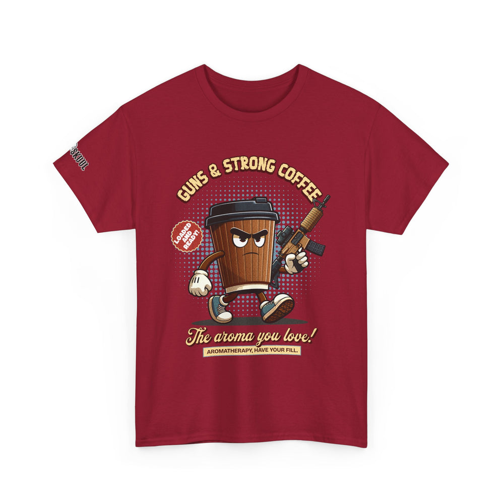 GUNS AND STRONG COFFEE T SHIRT