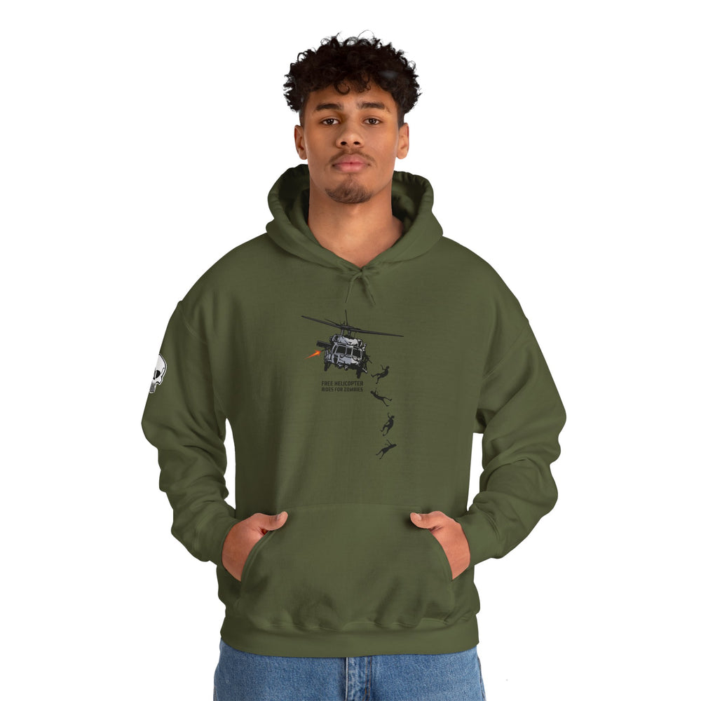 FREE HELICOPTER RIDES FOR ZOMBIES HOODIE