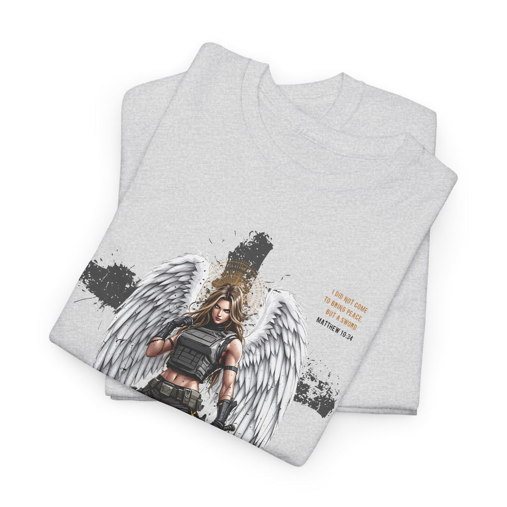 FEMALE ARCHANGEL MATTHEW 10:34 T SHIRT