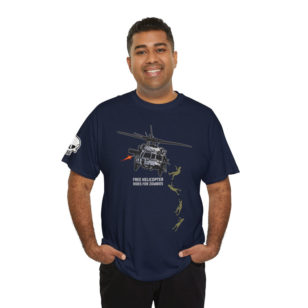 FREE HELICOPTER RIDES FOR ZOMBIES T SHIRT