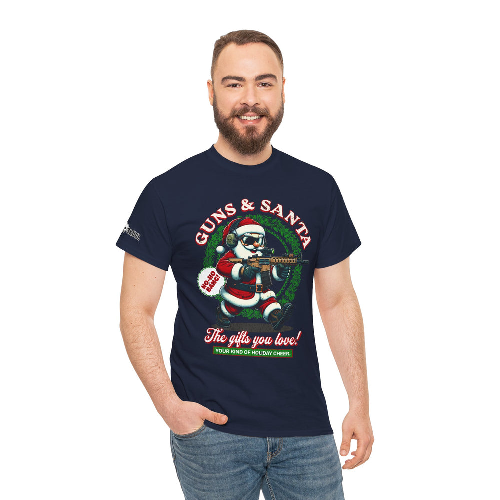 GUNS AND SANTA T SHIRT