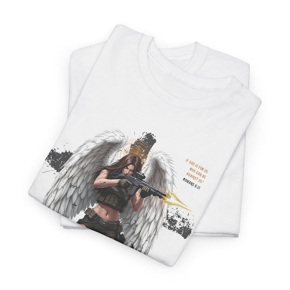 FEMALE ARCHANGEL ROMANS 8:31 T SHIRT
