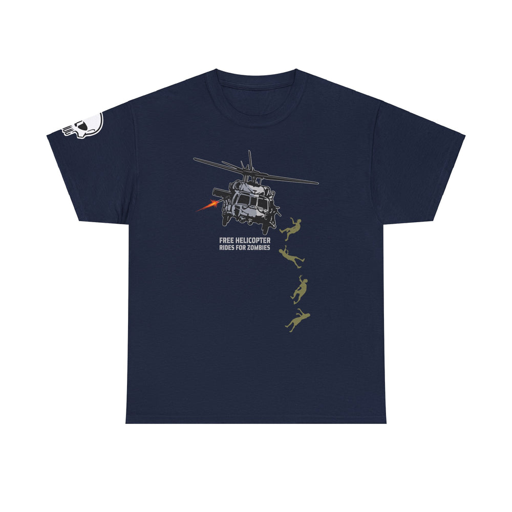 FREE HELICOPTER RIDES FOR ZOMBIES T SHIRT