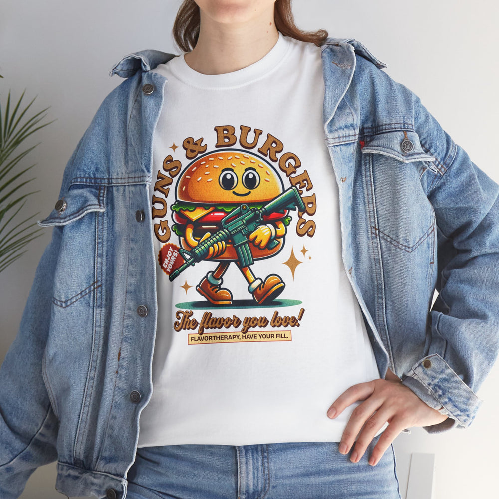 GUNS AND BURGERS VINTAGE T SHIRT