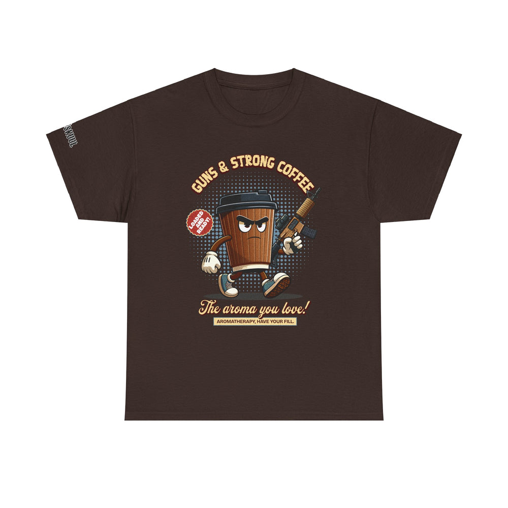 GUNS AND STRONG COFFEE T SHIRT