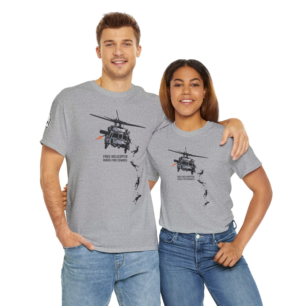 FREE HELICOPTER RIDES FOR ZOMBIES T SHIRT