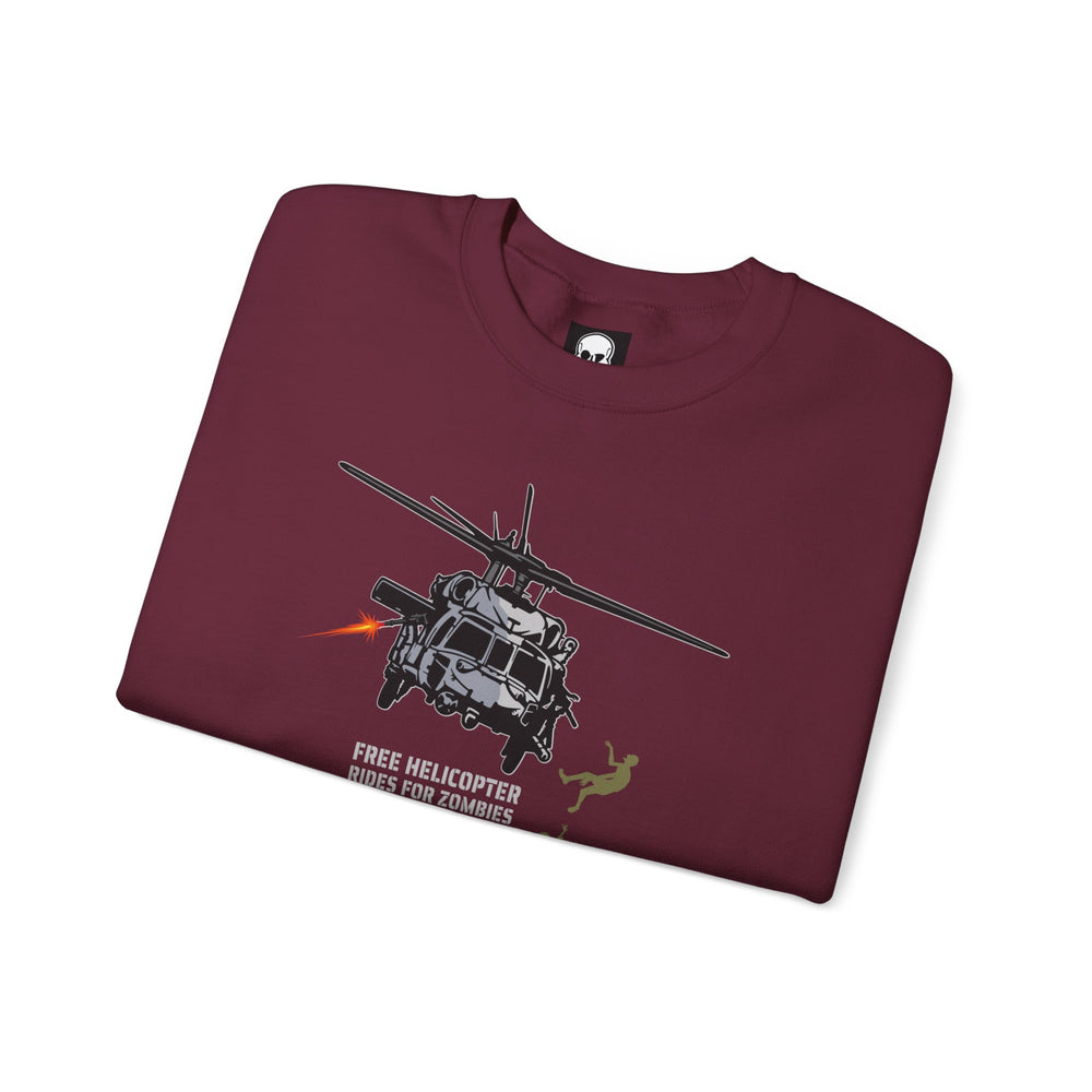 FREE HELICOPTER RIDES FOR ZOMBIES SWEATSHIRT