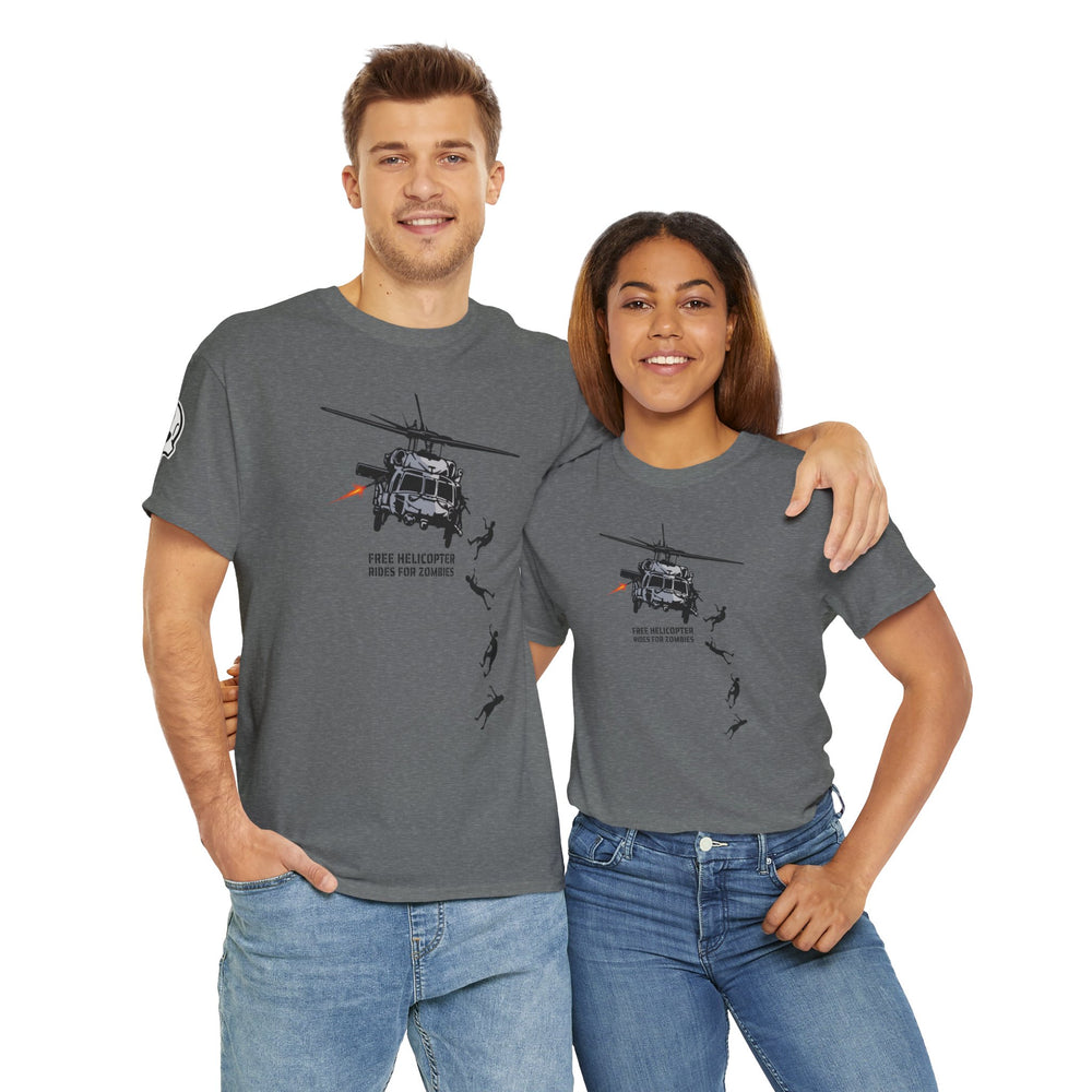 FREE HELICOPTER RIDES FOR ZOMBIES T SHIRT