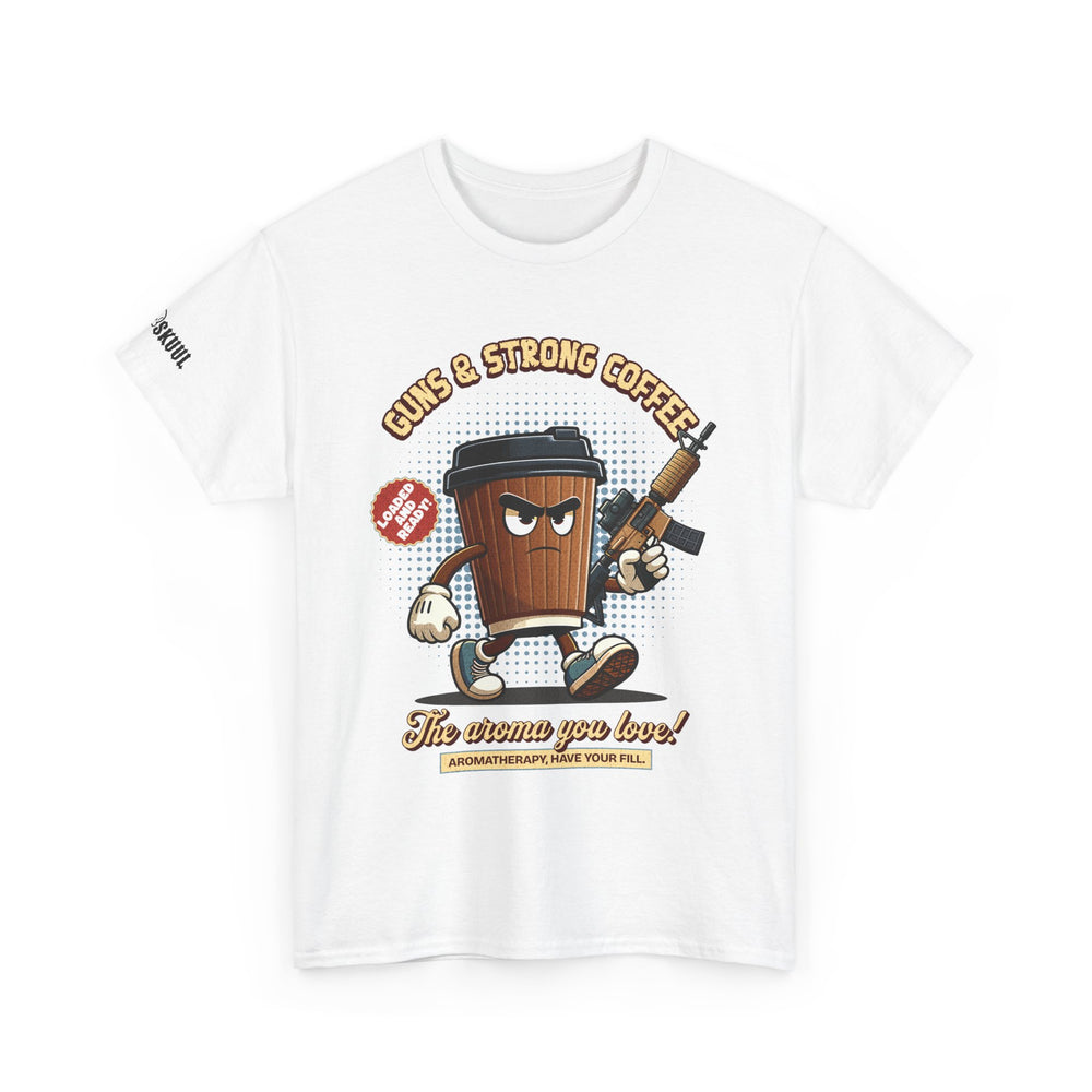 GUNS AND STRONG COFFEE T SHIRT