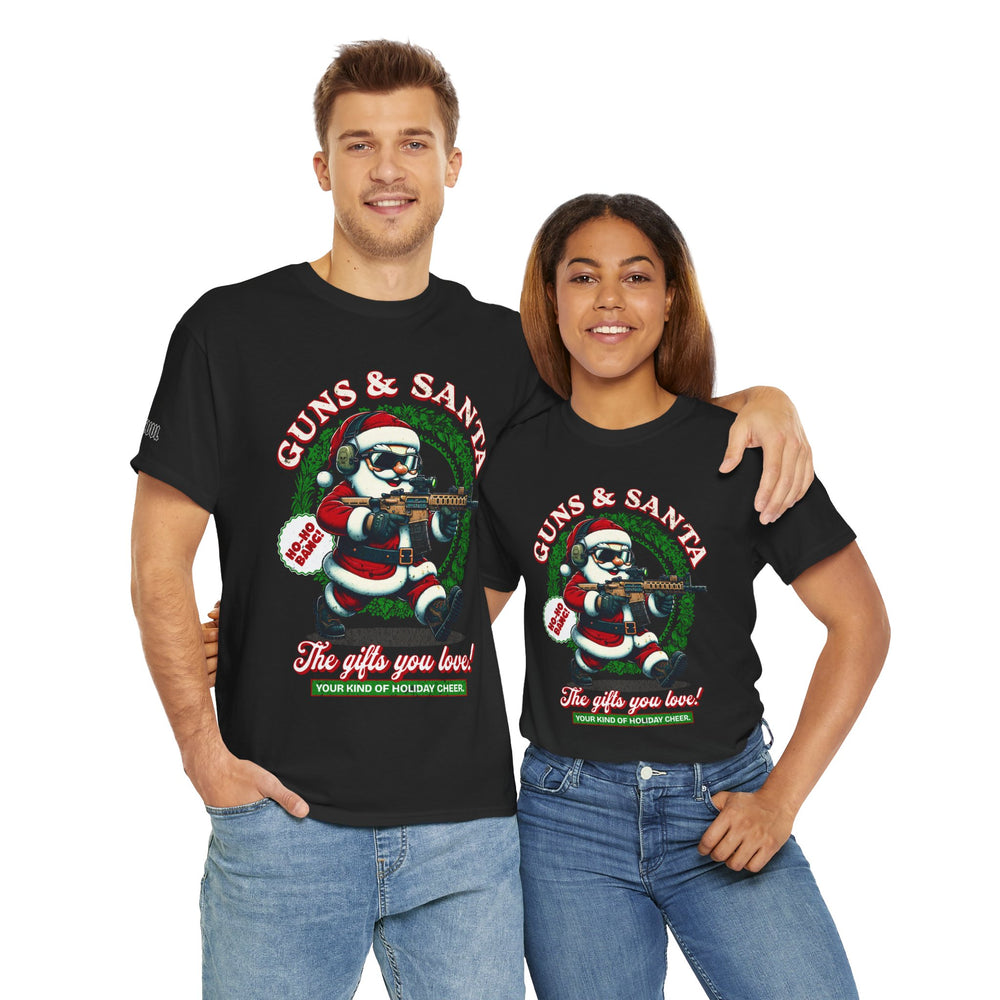 GUNS AND SANTA T SHIRT