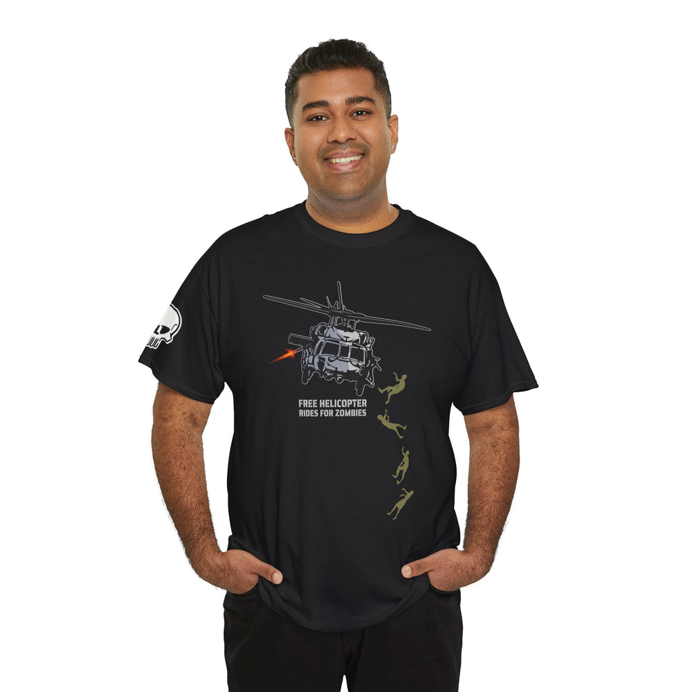 FREE HELICOPTER RIDES FOR ZOMBIES T SHIRT