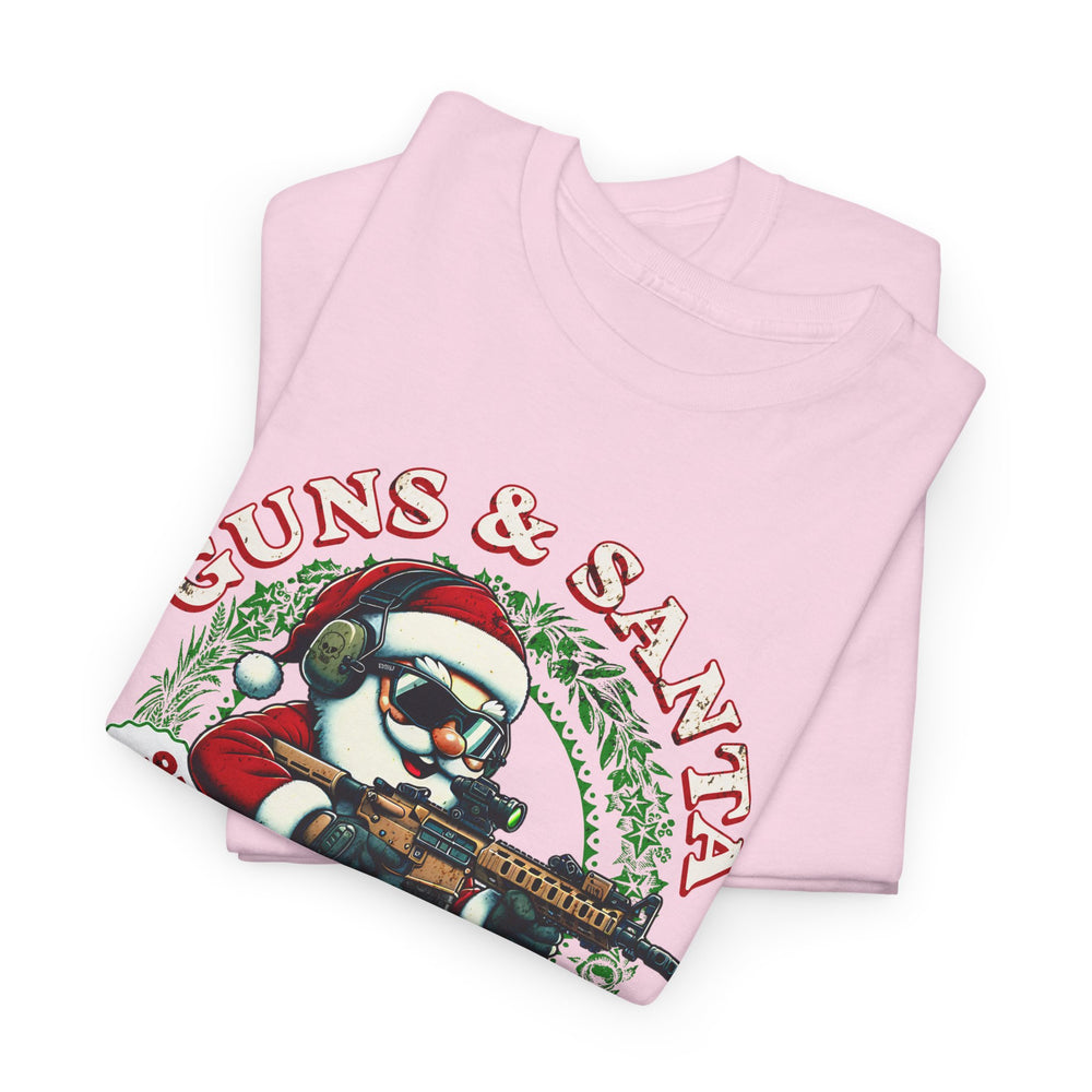 GUNS AND SANTA T SHIRT