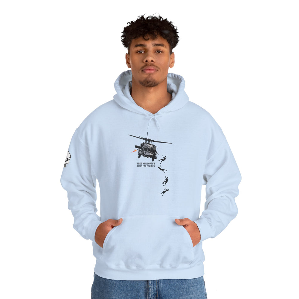 FREE HELICOPTER RIDES FOR ZOMBIES HOODIE