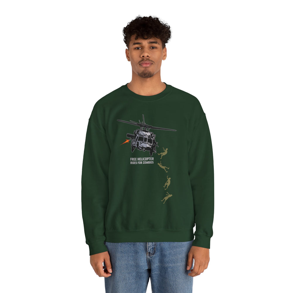 FREE HELICOPTER RIDES FOR ZOMBIES SWEATSHIRT