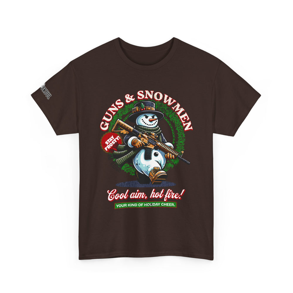 GUNS AND SNOWMEN XMAS T SHIRT