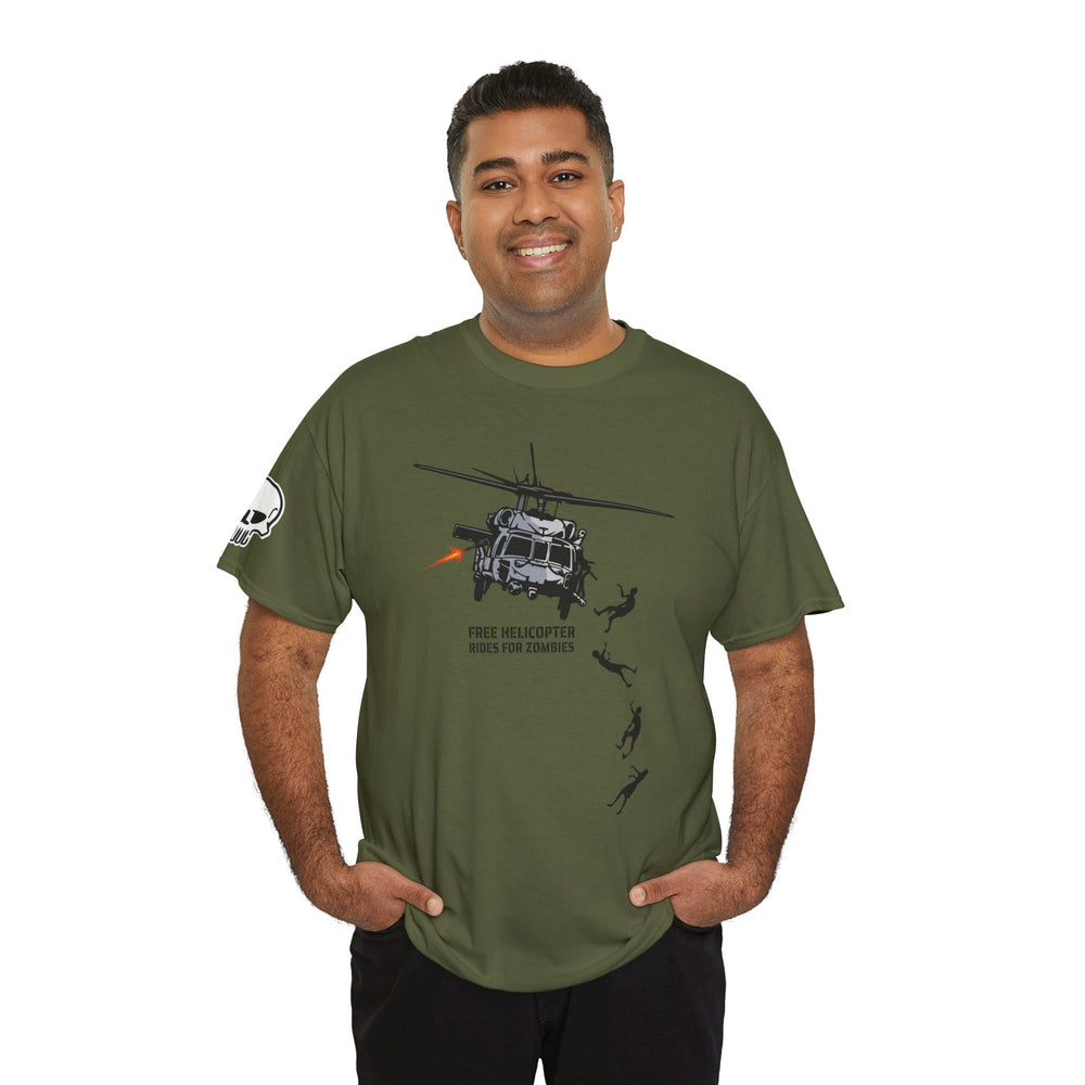 FREE HELICOPTER RIDES FOR ZOMBIES T SHIRT