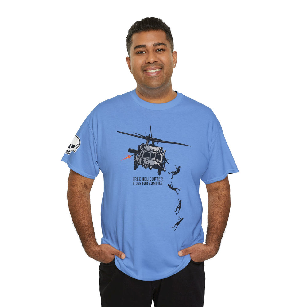 FREE HELICOPTER RIDES FOR ZOMBIES T SHIRT