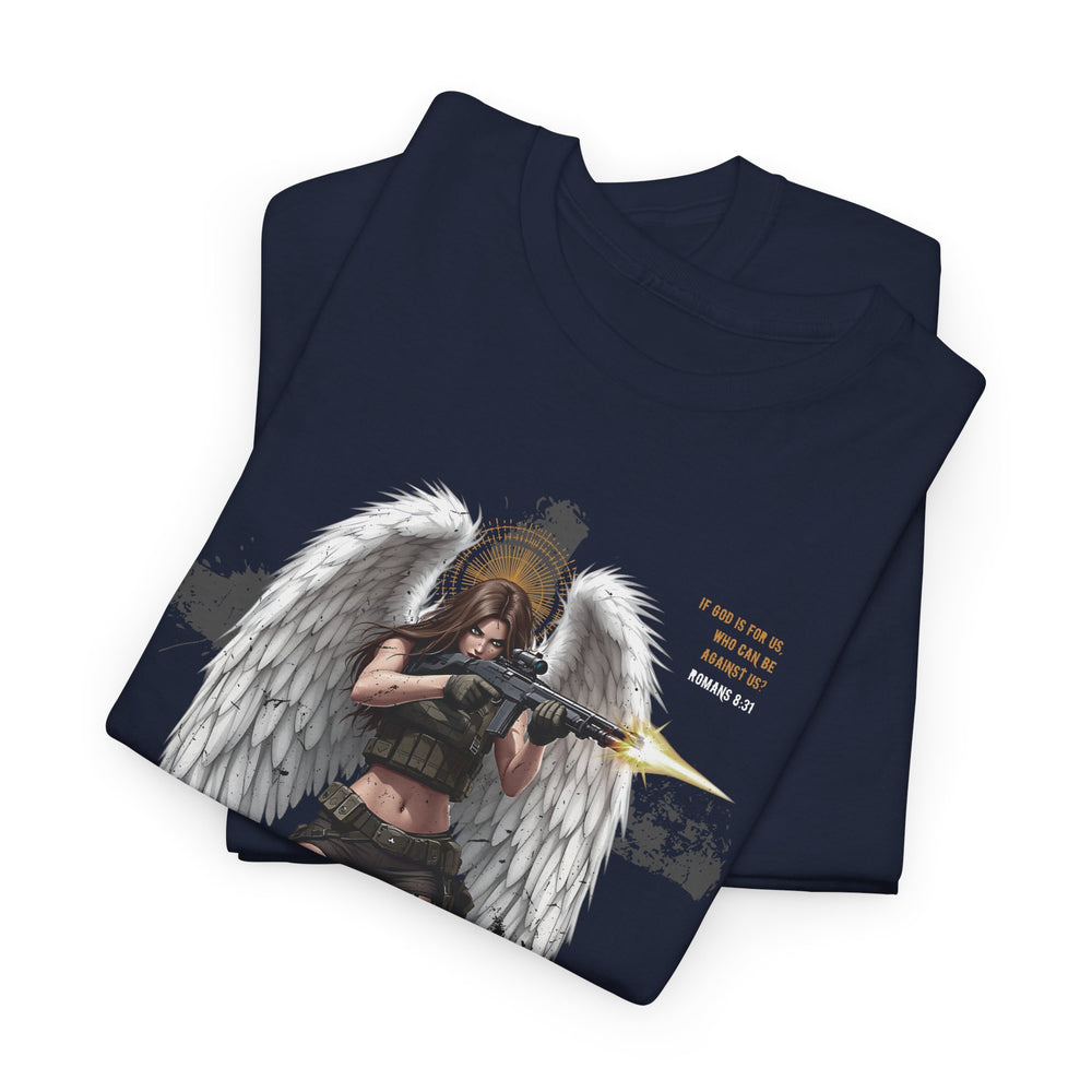 FEMALE ARCHANGEL ROMANS 8:31 T SHIRT
