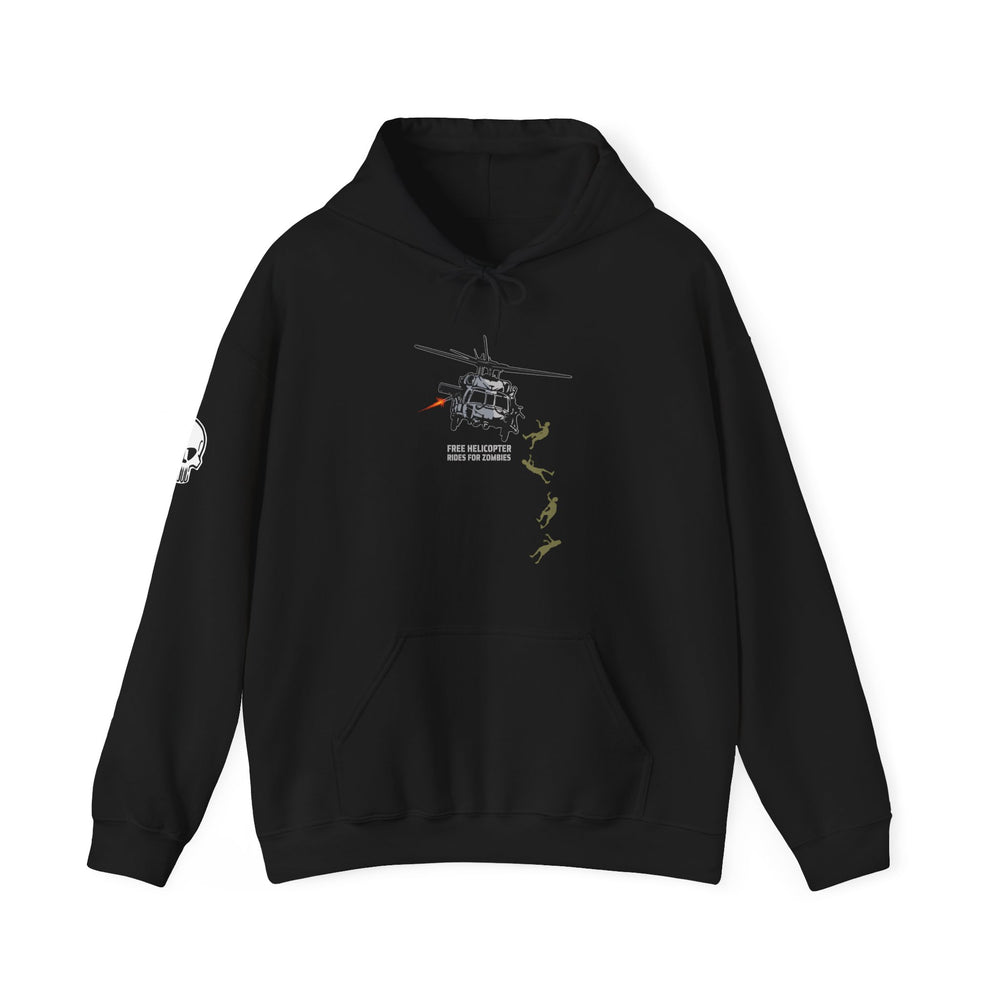 FREE HELICOPTER RIDES FOR ZOMBIES HOODIE